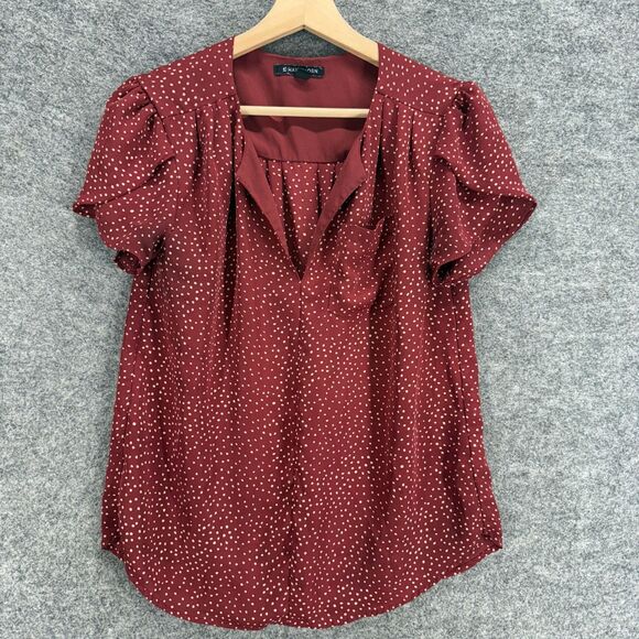 41Hawthorn Blouse Women S Small Red Polka Dot V-Neck Short Sleeve Lined Casual - Picture 1 of 7